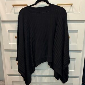 Lulu Black Ribbed Poncho Sweater